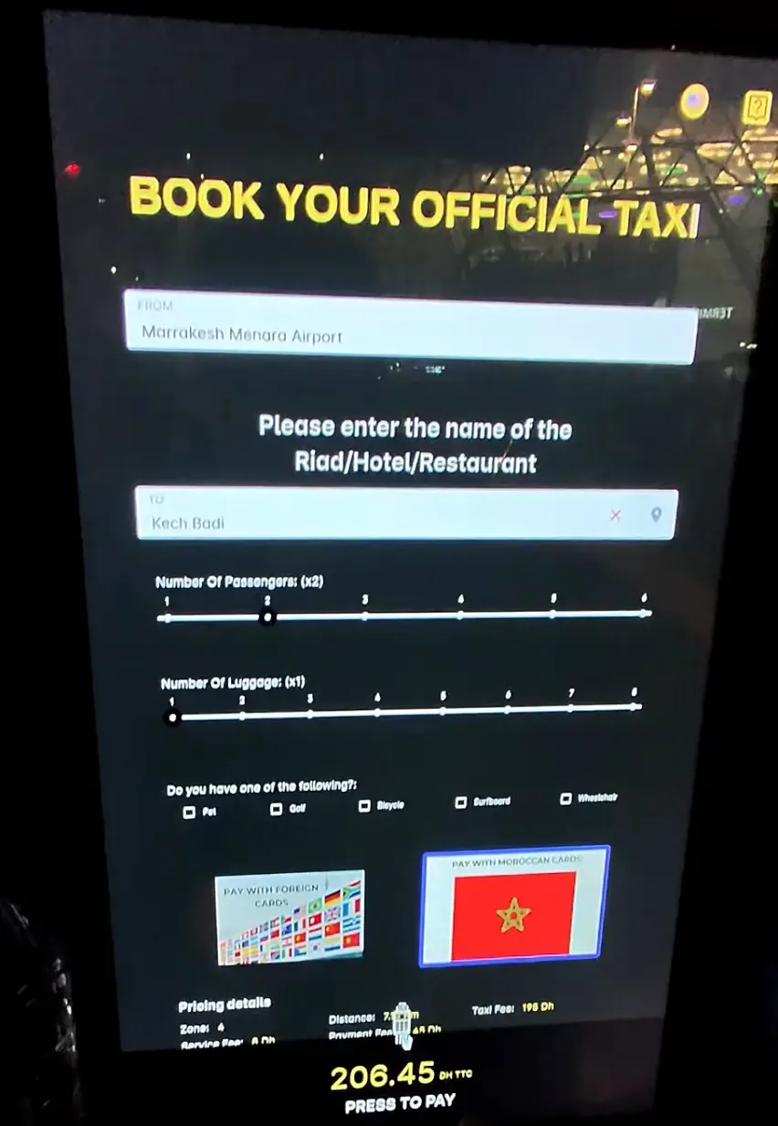 Taxi desde el aeropuerto de Marrakech