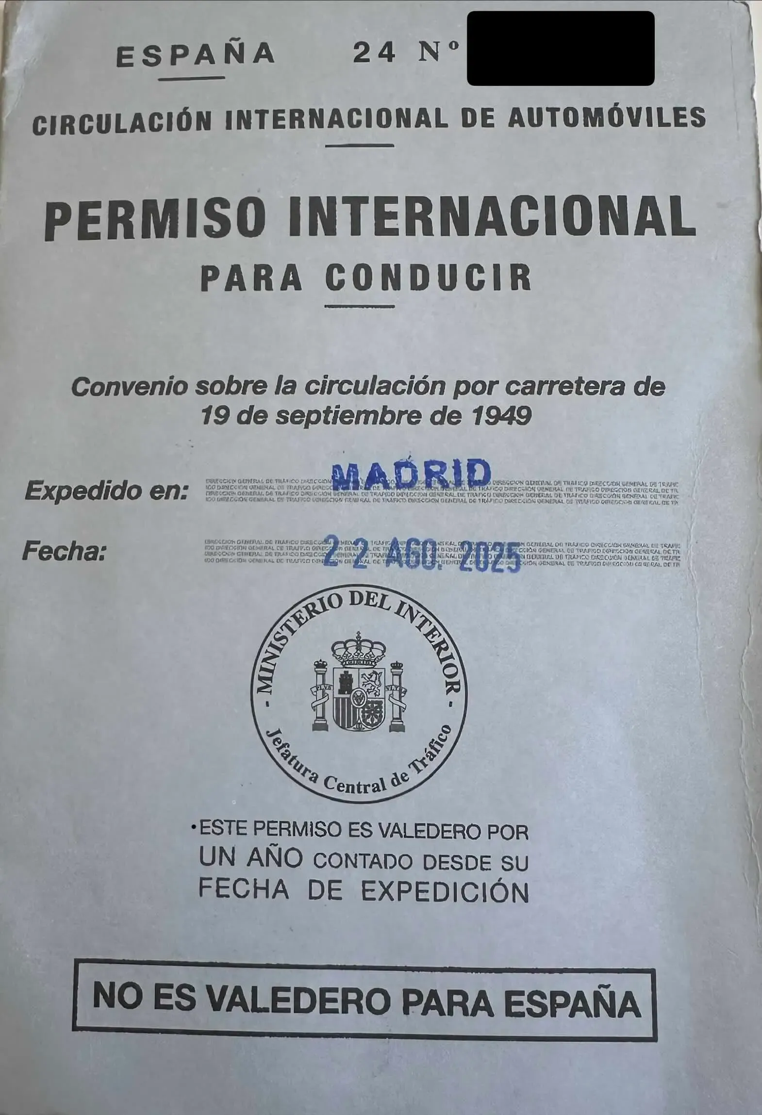 Permiso internacional de conducir para España