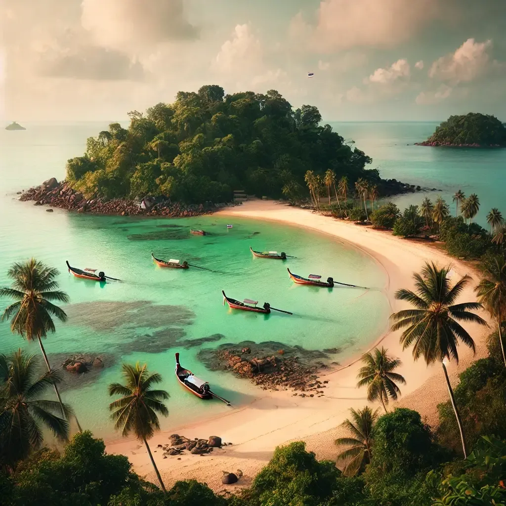 A stunning view of Koh Yao Noi's coastline at sunset