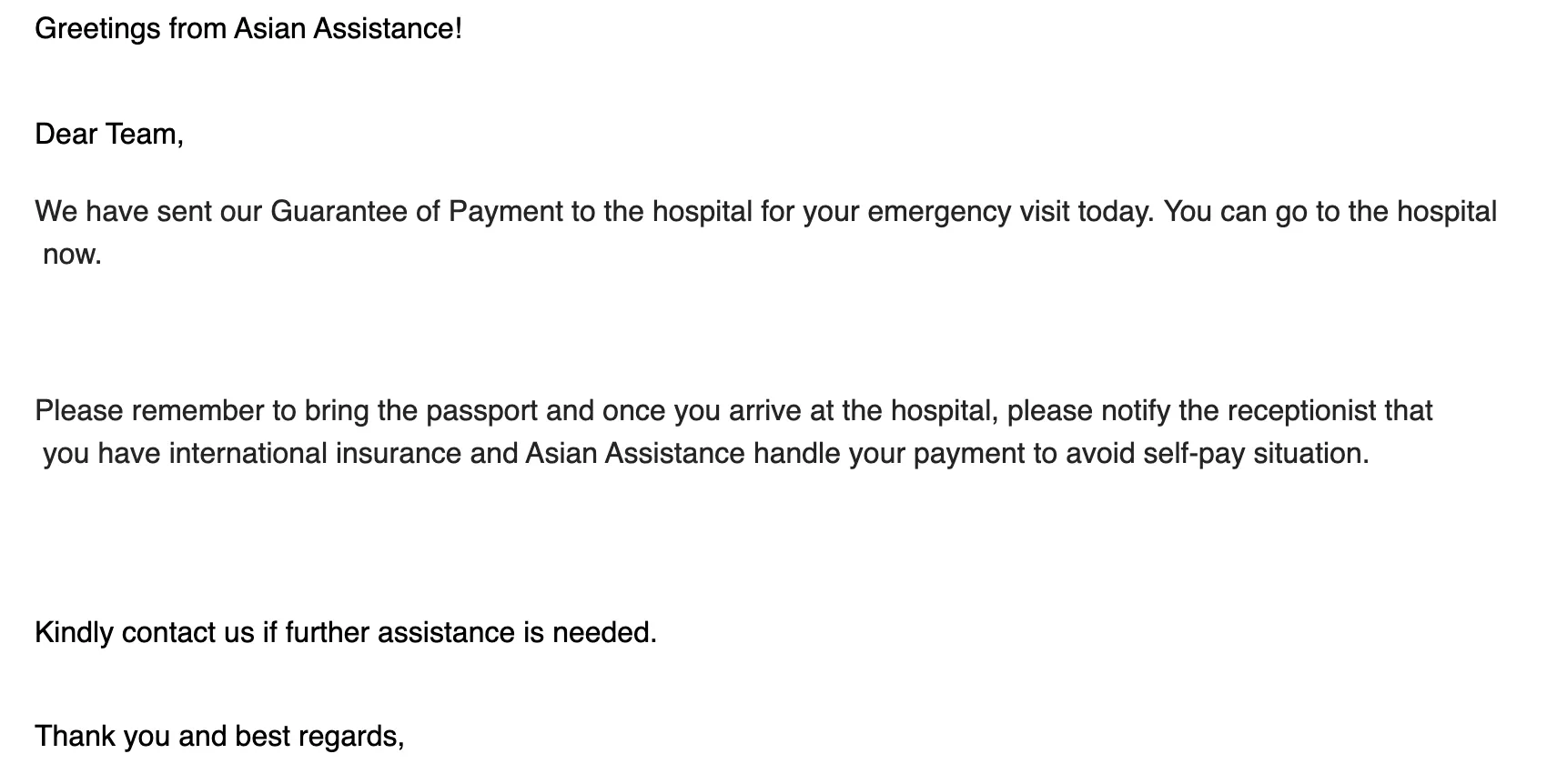 Insurance guarantee confirmation
