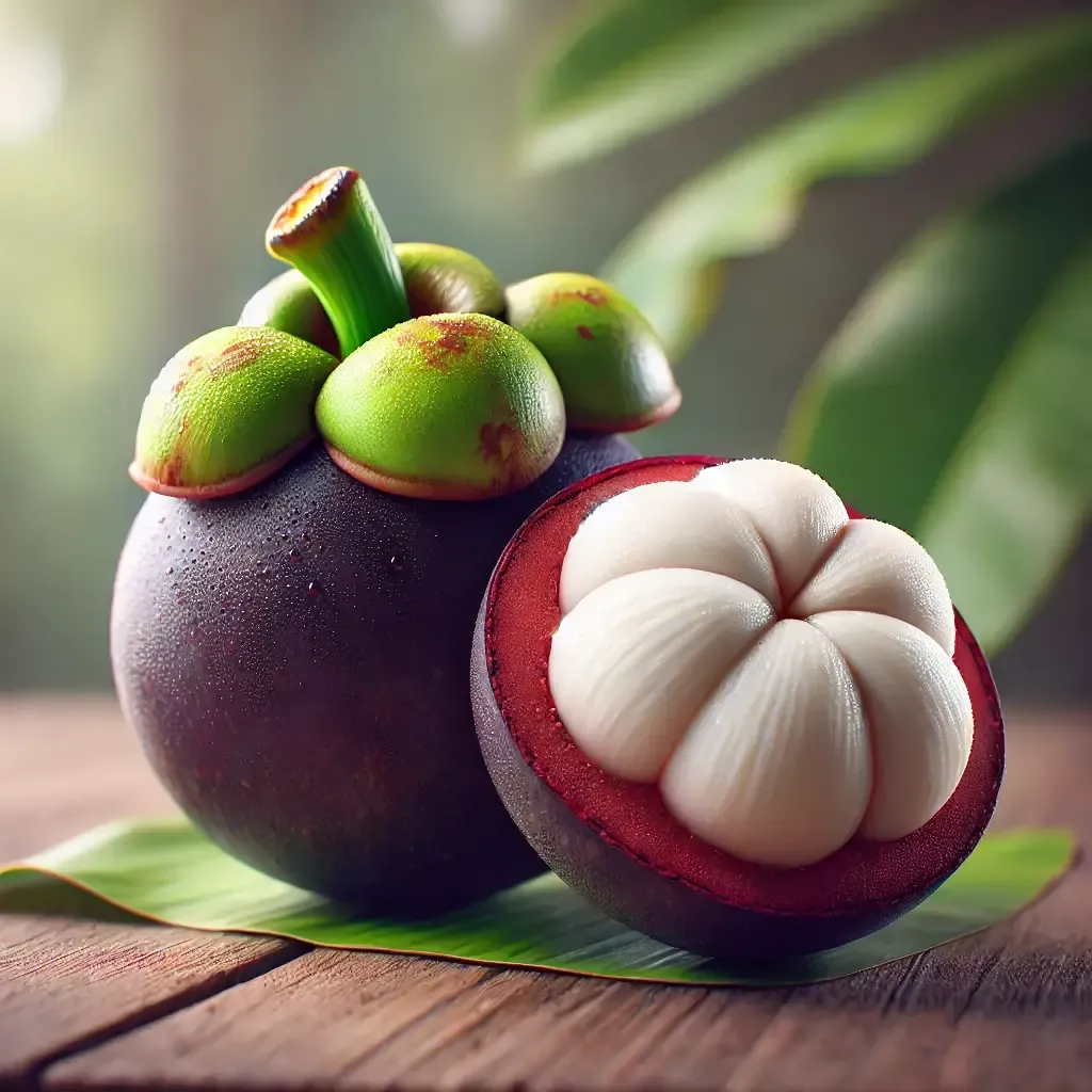Mangosteen with its white and juicy pulp