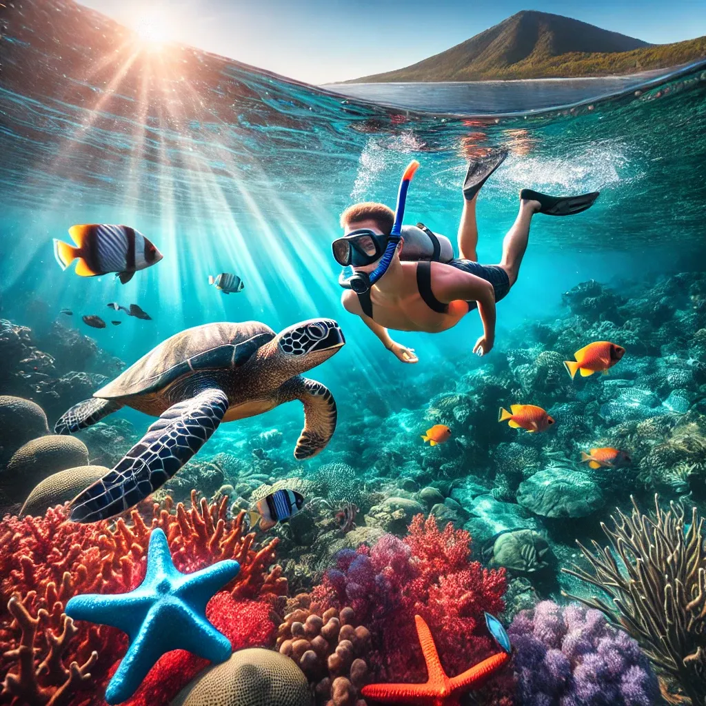 snorkeling en la playa las pirámides, en Amed