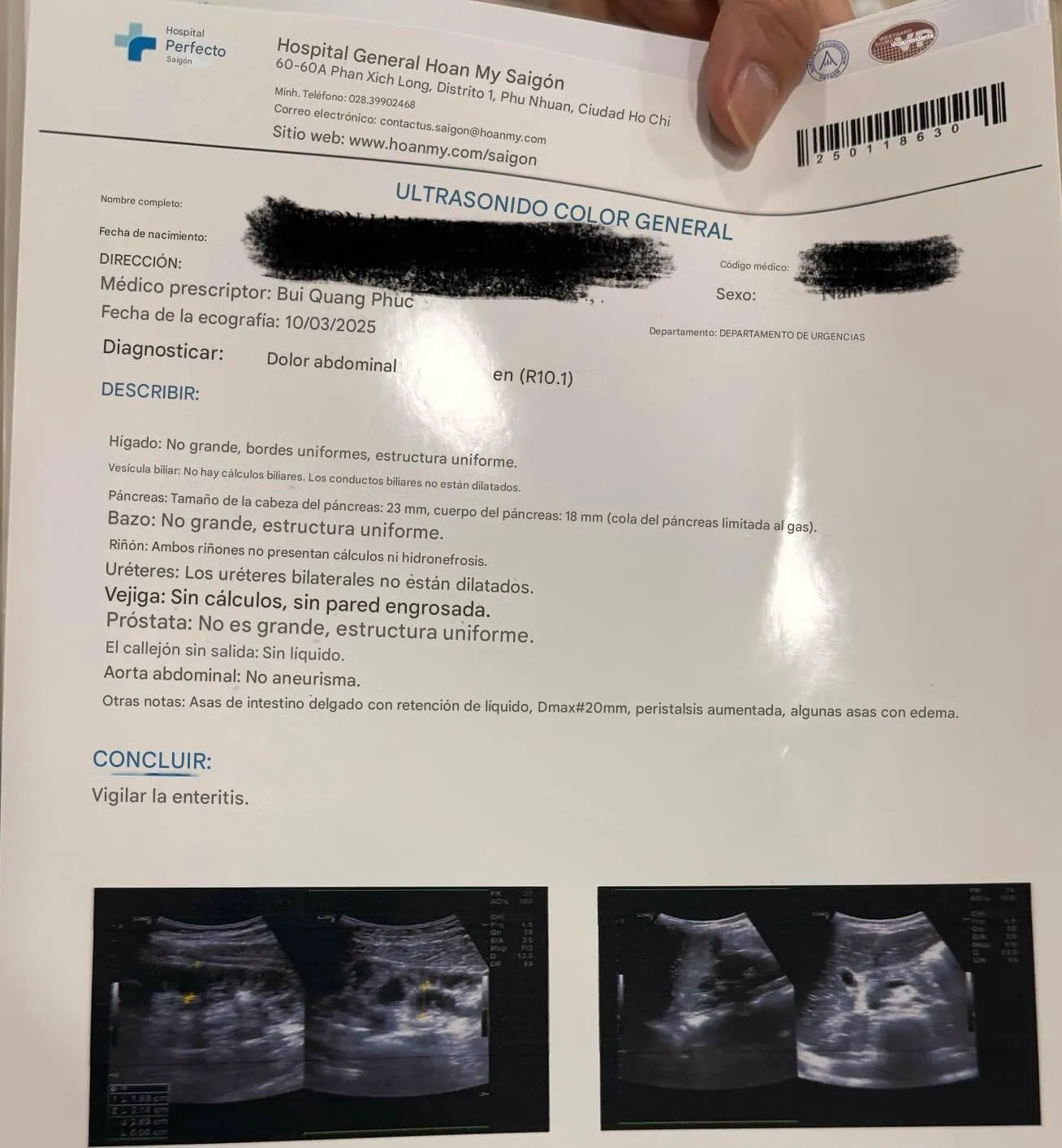 Resultado de la Radiografía