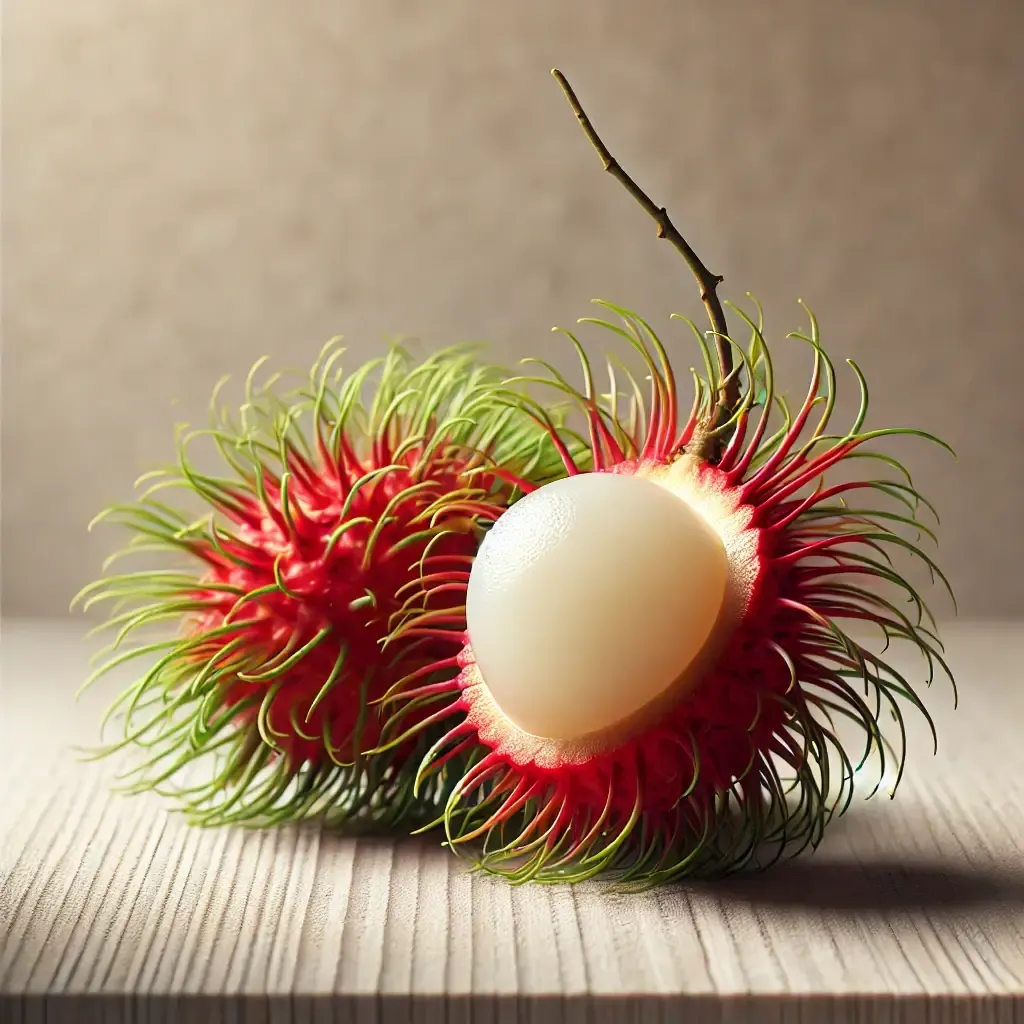 Fresh rambutan with its distinctive red skin